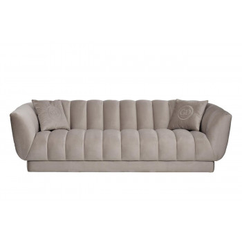 Велюровый трёхместный диван Fabio Бежево-серый 239*95*72см, 2 подушки Bel03