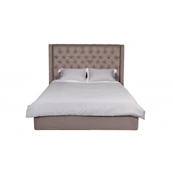 Двуспальная кровать без подъёмного механизма велюр Louisiana Серая 187*215*141см Vel08