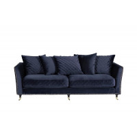 Велюровый двухместный раскладной диван Sorrento Тёмно-синий 220*101*88см Bel18