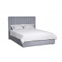 Двуспальная кровать без подъемного механизма велюр Andrea Серо-голубая 172*215*110см Vel12