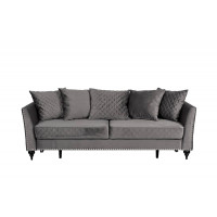 Велюровый трёхместный раскладной диван Sorrento Серый 230*101*86 Н-Йорк112 