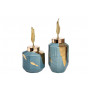 Керамическая ваза синяя с золотым декором d16*32см 55RD4042S