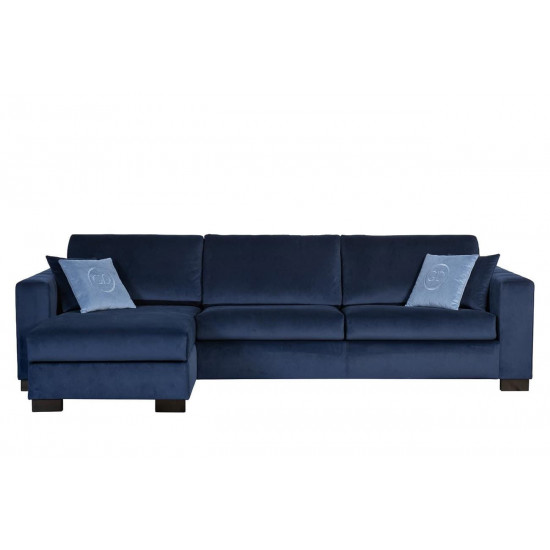 Модульный трехместный угловой раскладной диван с канапе Ralph Левый Синий 323*156*90 Gen35