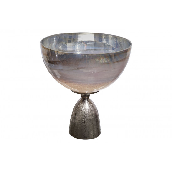 71PN-3177 Чаша стекл.на металл. основании цвет серебро d24*26см