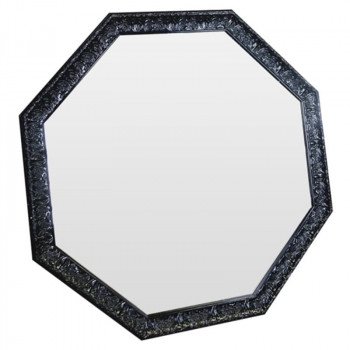 Зеркало восьмиугольное в чёрной раме Frozen lava