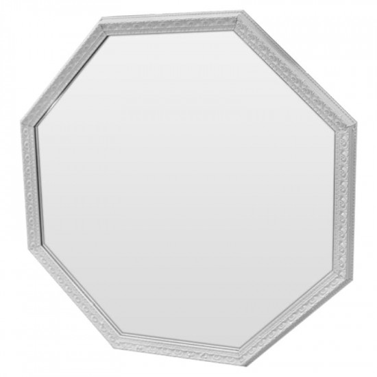 Зеркало восьмиугольное в белой раме White delight