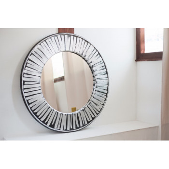Круглое зеркало в зеркальной раме Philippe Серебро, чёрный