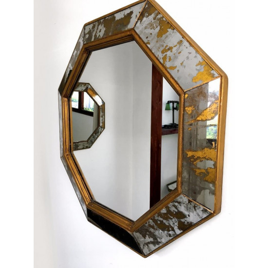 Зеркало восьмиугольное в золотой состаренной раме Sebastien