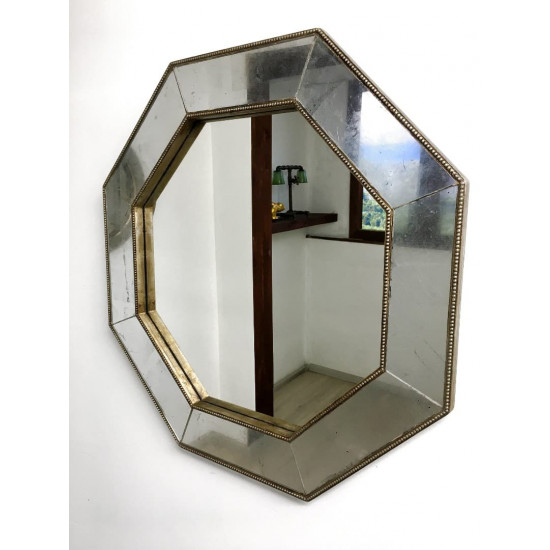 Зеркало восьмиугольное в зеркальной раме Patrick Серебро