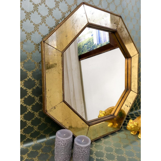 Зеркало восьмиугольное в золотой раме Jean