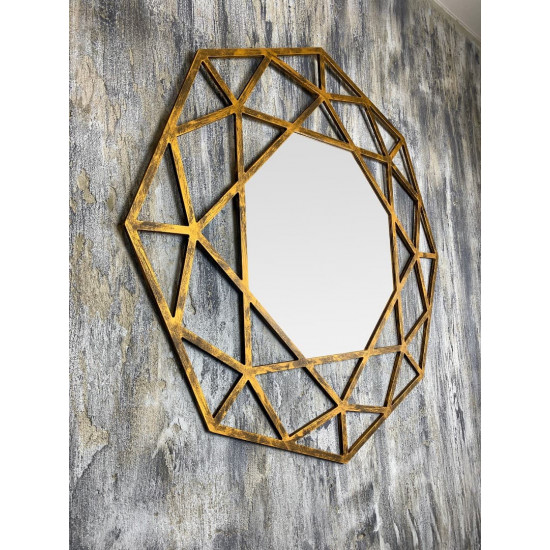 Зеркало восьмиугольное в золотой раме Tissue