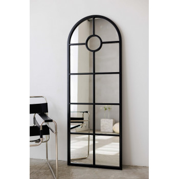 Зеркало-окно в форме арки в полный рост настенное и напольное в чёрной раме Arboleda black