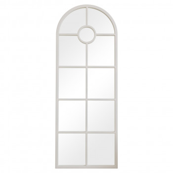 Зеркало-окно в форме арки в полный рост настенное и напольное  в белой раме Arboleda white