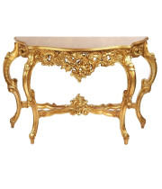 Консоль золотая с деревянной столешницей Hermitage Gold