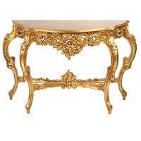 Консоль золотая с деревянной столешницей Hermitage Gold