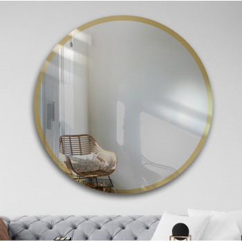 Круглое зеркало в золотой раме из стекла Лакобель-2
