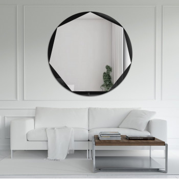 Семиугольное зеркало в круглой раме из стекла Лакобель-5