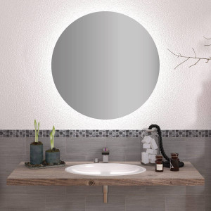 Круглое настенное зеркало с задней подсветкой эмбилайт Аура