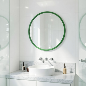 Круглое зеркало в зелёной раме Эва
