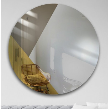 Круглое декоративное зеркало с золотой и коричневой стеклянной панелью Лакобель-18