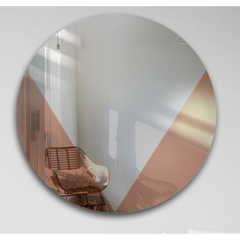 Круглое декоративное зеркало со стеклянной вставкой медного цвета Лакобель-22