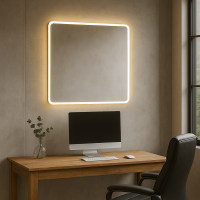 Квадратное зеркало со скруглёнными углами с LED подсветкой Капри 007