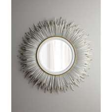 Круглое настенное зеркало в раме с перьями Ларс Белое