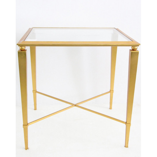 Приставной золотой столик со стеклянной столешницей Мауро