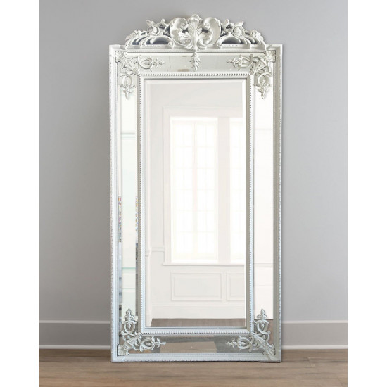 Напольное большое зеркало в полный рост в зеркальной раме Пабло Chailk White