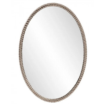 Овальное настенное зеркало в серебряной раме Джанет