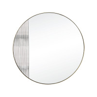 Круглое зеркало с волнистой декоративной вставкой в раме цвета Латунь Нолан–M