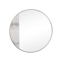 Круглое зеркало с волнистой декоративной вставкой в раме цвета Латунь Нолан–S