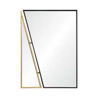 Зеркало настенное геометрическое в чёрной и золотой металлической раме Гай