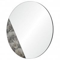 Круглое зеркало в металлической раме со вставкой из состаренного зеркала Хьюз