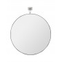 Серебряное круглое настенное зеркало на подвесе в металлической  раме Найт