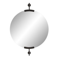 Чёрное настенное парящее круглое зеркало на кронштейнах Олеан