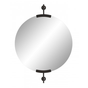Чёрное настенное парящее круглое зеркало на кронштейнах Олеан