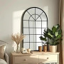 Зеркало-окно в форме арки большое напольное и настенное в полный рост в чёрной раме Антика