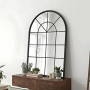 Зеркало-окно в форме арки большое напольное и настенное в полный рост в чёрной раме Антика