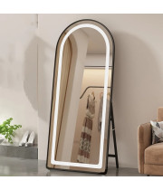 Зеркало-арка на ножке с фронтальной подсветкой в чёрной раме Оливьер