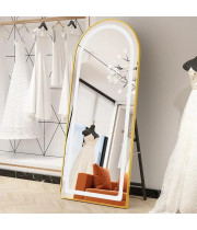 Зеркало на подставке в форме арки с фронтальной подсветкой в золотой раме Оливьер