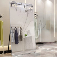 Напольное зеркало с закруглёнными углами в полный рост в белой раме с опорой на ножку MM021