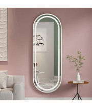 Овальное большое зеркало-капсула с подсветкой в полный рост в белой раме MM017