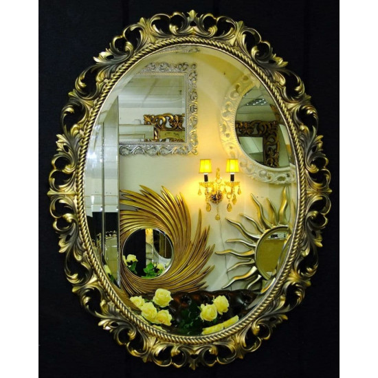 Овальное настенное зеркало в раме «Азалия» Бронза