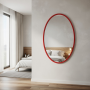 Овальное настенное зеркало в красной раме Каролина