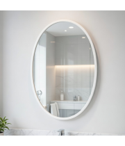 Овальное настенное зеркало в белой раме Лирия