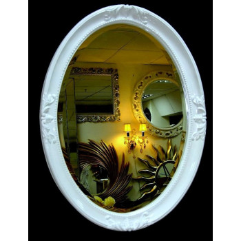 Овальное настенное зеркало в раме «Пацифик» Белое