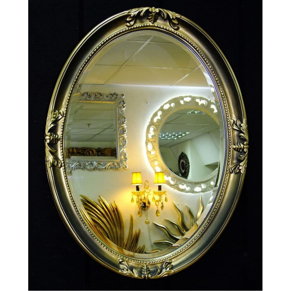 Овальное настенное зеркало в раме «Пацифик» Бронза —   в .