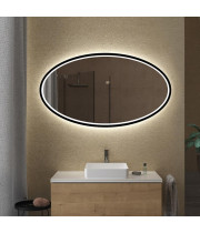 Овальное настенное зеркало в раме с фронтальной и задней фоновой подсветкой Сопрано 001