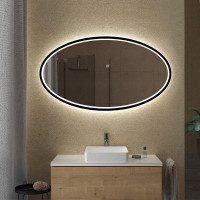 Овальное настенное зеркало в раме с фронтальной и задней фоновой подсветкой Сопрано 001